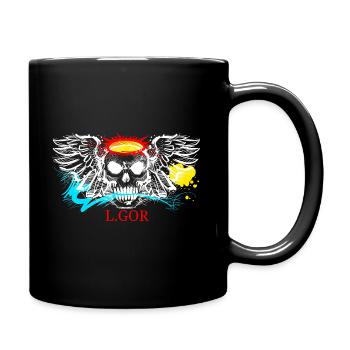 L.Gor stylischer Totenkopf - Tasse einfarbig - Schwarz - Rechts