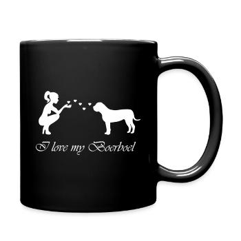 Boerboel mit Frau - Tasse einfarbig - Schwarz - Rechts
