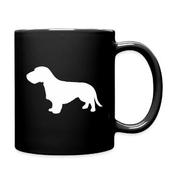 Rauhaardackel Silhouette - Tasse einfarbig - Schwarz - Rechts