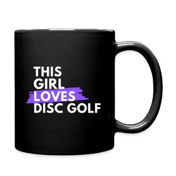 Dieses Mädchen liebt Discgolf - Tasse einfarbig - Schwarz - Rechts