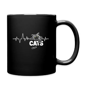 Heart Beat Cats - Tasse einfarbig - Schwarz - Rechts