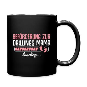 Drillinge Schwangerschaft Werdende Drillings Mama - Tasse einfarbig - Schwarz - Rechts