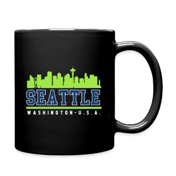 Seattle Skyline Washington usa - Full Colour Mug - black - Right