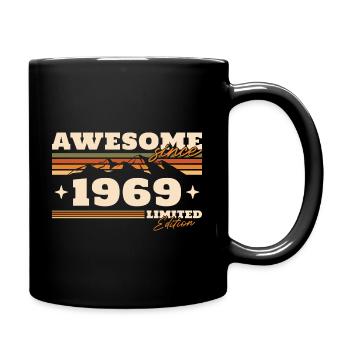 Jahrgang 1969 geboren Vintage Geburtstag Berge - Tasse einfarbig - Schwarz - Rechts