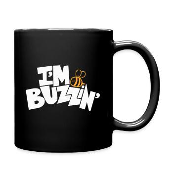Cool I'm Buzzin Bee design for men, women and kids - Full Colour Mug - black - Right