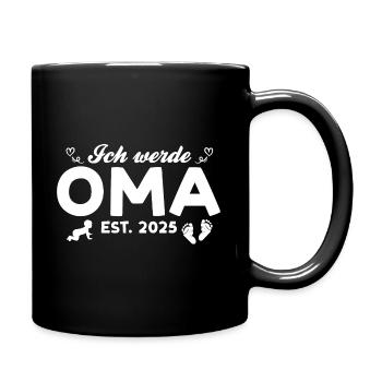 Ich werde Oma 2025 Babyparty - Tasse einfarbig - Schwarz - Rechts