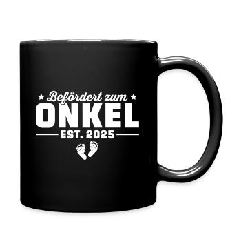 Onkel 2025 Schwangerschaftsverkündung - Tasse einfarbig - Schwarz - Rechts