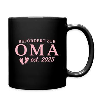 Schwangerschaft verkünden Werdende Oma 2025 - Tasse einfarbig - Schwarz - Rechts