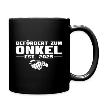 Befördert zum Onkel Babyparty 2025 - Tasse einfarbig - Schwarz - Rechts