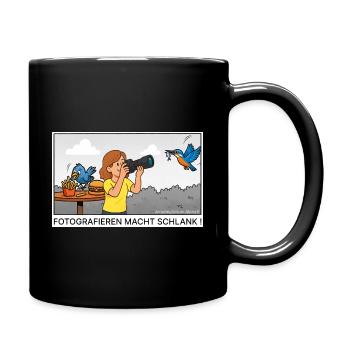 Fotografieren macht schlank Frau mit Kamera - Tasse einfarbig - Schwarz - Rechts