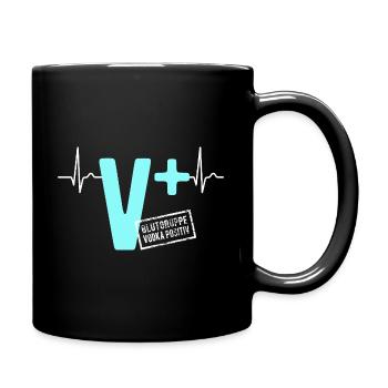 Blutgruppe Vodka Positiv - da steigt dein Puls - Tasse einfarbig - Schwarz - Rechts