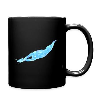 Für Schwimmer: Startsprung - Tasse einfarbig - Schwarz - Rechts
