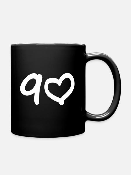 90. Geburtstag 90 Jahre Herz Geschenk - Tasse einfarbig - Schwarz