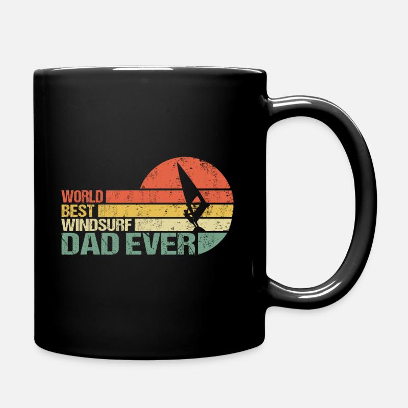 Windsurfen Windsurfer Beste Papa Dad Spruch Retro - Tasse einfarbig - Schwarz