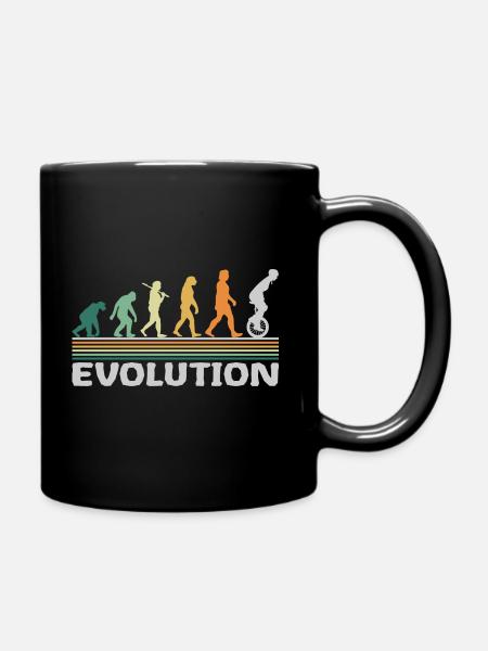 Einrad Zirkus Artist Evolution Retro Lustig - Tasse einfarbig - Schwarz