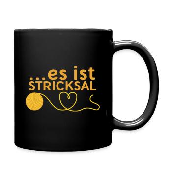 Stricksal Stricken Hobby Handarbeit Wolle Geschenk - Tasse einfarbig - Schwarz - Rechts