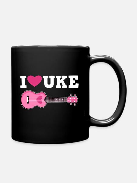 Ukulele Ich Liebe - Tasse einfarbig - Schwarz