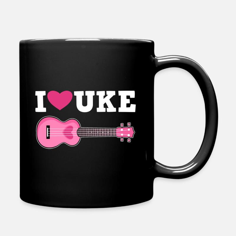 Ukulele Ich Liebe - Tasse einfarbig - Schwarz