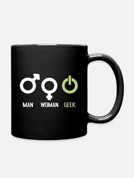 Mann Frau Geek - Tasse einfarbig - Schwarz