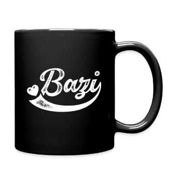 Bazi Schriftzug Retro mit Herz - Tasse einfarbig - Schwarz - Rechts