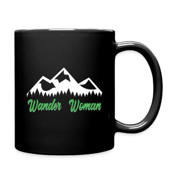 Wander Woman Spruch Berge Natur Hobby Wandern - Tasse einfarbig - Schwarz - Rechts