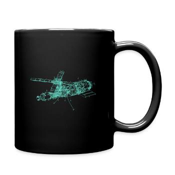 Retro Old School Space Module Illustration - Full Colour Mug - black - Right
