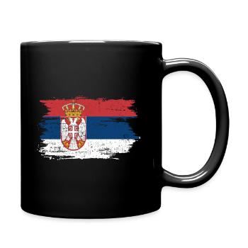 Serbien Flagge für stolze Deutsch-Serben - Tasse einfarbig - Schwarz - Rechts