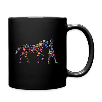 Pferde Gassi Blumen Gärtner Pferdespaziergang - Tasse einfarbig - Schwarz - Rechts