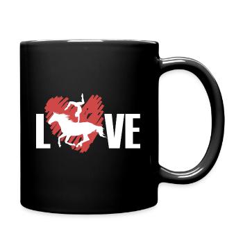 Reiten Liebe Gymnastik Voltigieren, Pferde - Tasse einfarbig - Schwarz - Rechts