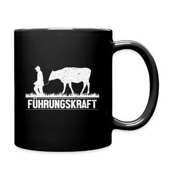 Bauer lustiger Spruch Führungskraft Kuhbauer - Tasse einfarbig - Schwarz - Rechts