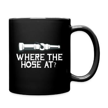 Where is the hose? Firefighter Rescuer Fire - Full Colour Mug - black - Right