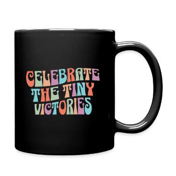 Berühmte Les Petites Victoires motivierende Phrase - Tasse einfarbig - Schwarz - Rechts