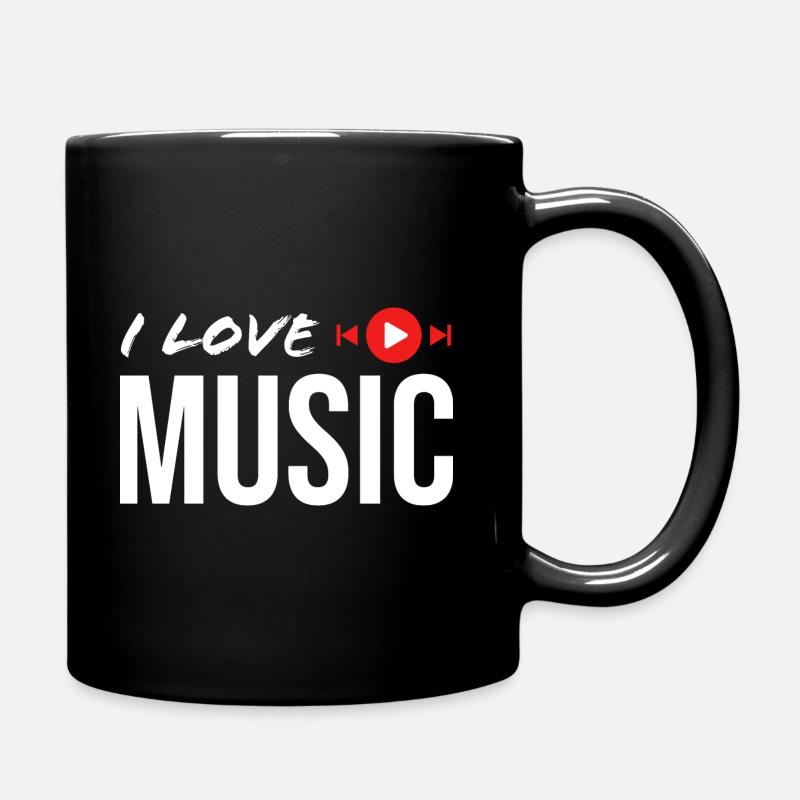 I LOVE MUSIC - Full Colour Mug - black