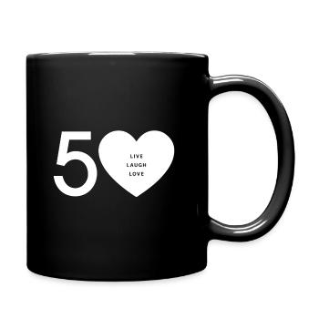 50 - en direct. rire. Amour. - Mug uni - noir - Droite