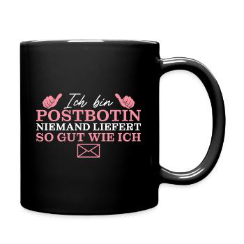 Post Mitarbeiterin Paketdienst Humor Postbotin - Tasse einfarbig - Schwarz - Rechts