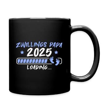 Zwillings Papa 2025 Werdender Vater - Tasse einfarbig - Schwarz - Rechts