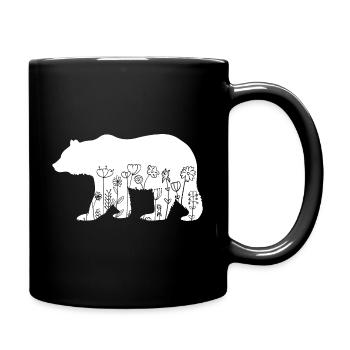 Mignon Ours Amoureux Animaux Fleurs Floral - Mug uni - noir - Droite