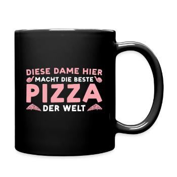 Pizza backen Beste Pizzabäckerin - Tasse einfarbig - Schwarz - Rechts