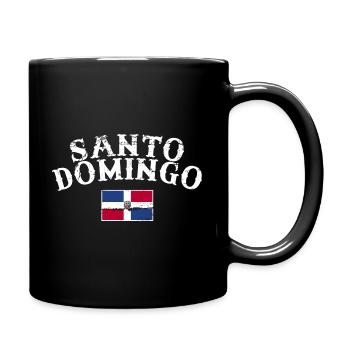 Santo Domingo Dom Rep Vintage Flag Dominican - Full Colour Mug - black - Right