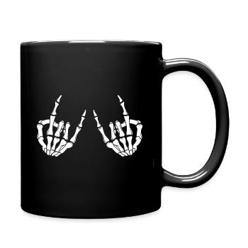 Rock On Skelett Hand Skeleton - Tasse einfarbig - Schwarz - Rechts