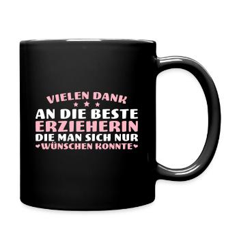 Vielen Dank Beste Erzieherin Geschenk - Tasse einfarbig - Schwarz - Rechts