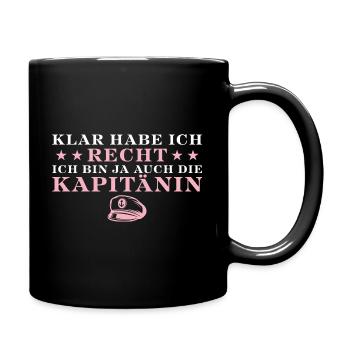 Kapitänin Klar habe ich recht Seglerin - Tasse einfarbig - Schwarz - Rechts