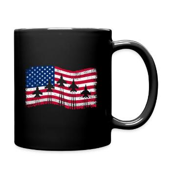 Amerikanische Kampfjets 4. Juli - Tasse einfarbig - Schwarz - Rechts