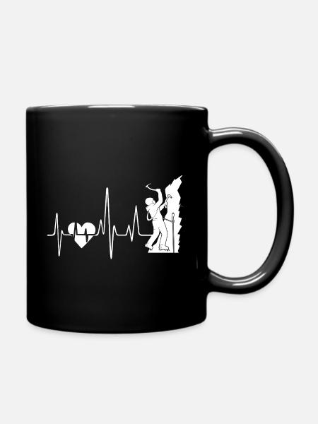 Rock Climbing Heartbeat - Full Colour Mug - black