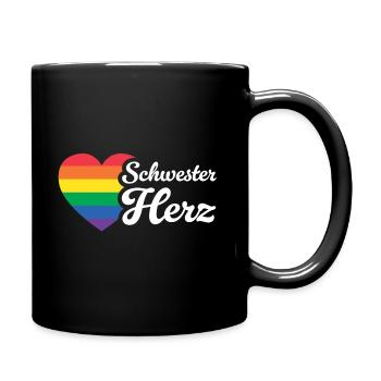 Schwester Herz Pride - Tasse einfarbig - Schwarz - Rechts