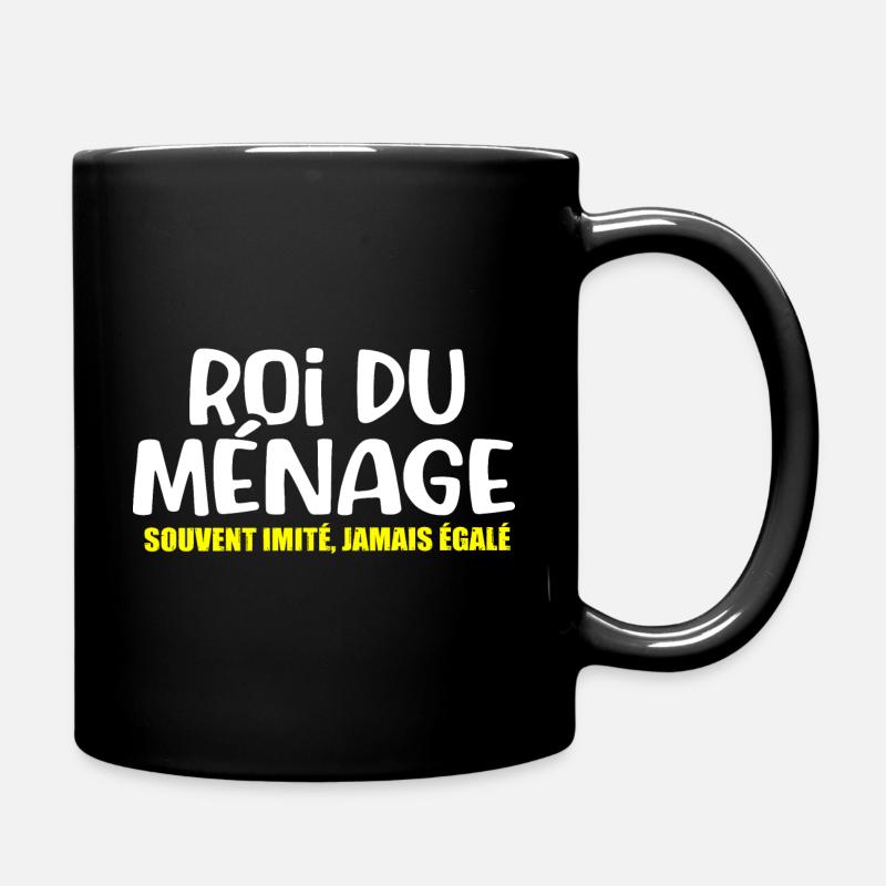 Roi du ménage mec maniaque cadeau drôle propreté - Mug uni - noir