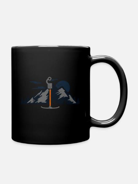 Ski Lift Design mit Bergen - Tasse einfarbig - Schwarz