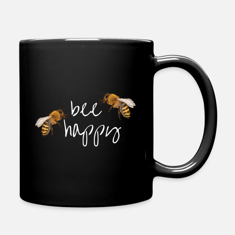 bee happy - Tasse einfarbig - Schwarz