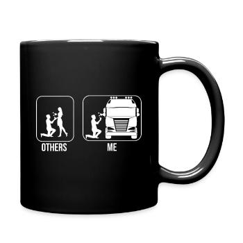 LKW Fernfahrer Lastwagen Andere & Ich Antrag - Tasse einfarbig - Schwarz - Rechts