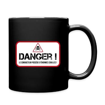 danger énorme couille sticker voiture - Mug uni - noir - Droite